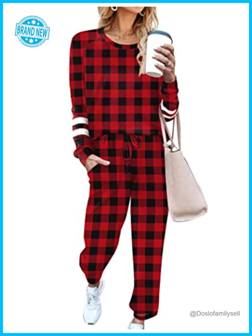 Ekouaer Women's 2-Piece Lounge Set Long Sleeve Top & Pants Sleepwear